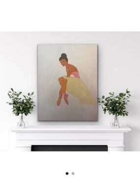 Ballerina Wall Art Painting in Pink and Yellow